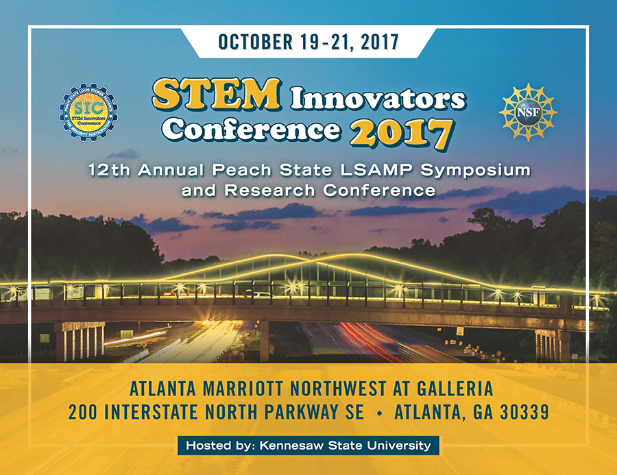 Peach State Louis Stokes Alliance for Minority Participation (PSLSAMP) STEM Innovators Conference 2017 will be held on October 19-21, 2017, hosted by Kennesaw State University